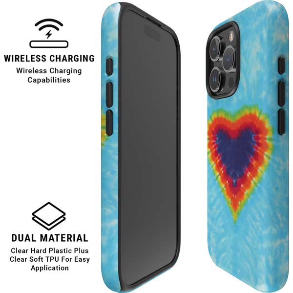 Liquid Blue Tie Dye Heart iPhone 16 Pro Magsafe Impact Case