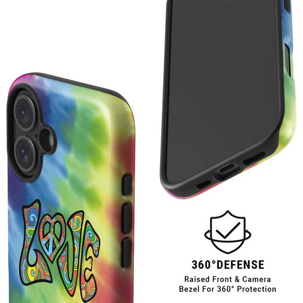 Liquid Blue Tie Dye Peace & Love iPhone 16 Magsafe Impact Case