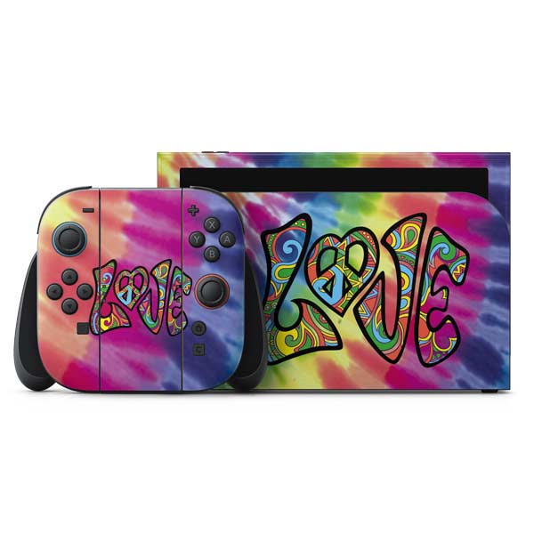 Liquid Blue Tie Dye Peace & Love Nintendo Skins