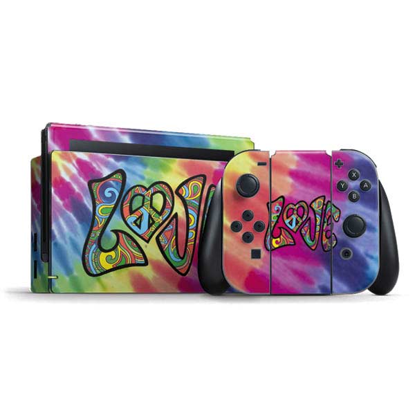 Liquid Blue Tie Dye Peace & Love Nintendo Skins