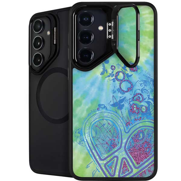 Liquid Blue Tie Dye Peace Heart Galaxy S26 Plus Kickstand Case