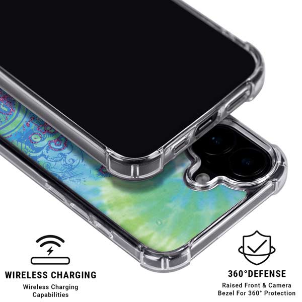 Liquid Blue Tie Dye Peace Heart iPhone 17 Clear Case