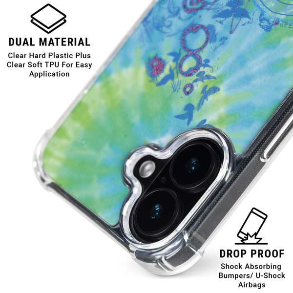 Liquid Blue Tie Dye Peace Heart iPhone 17 Clear Case