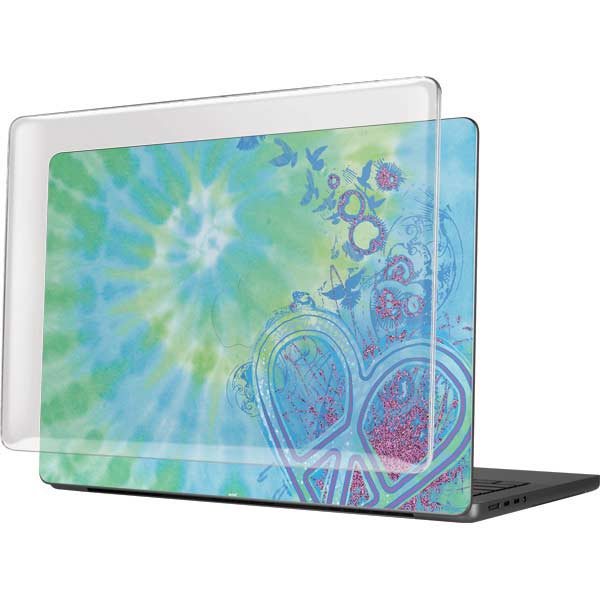 Liquid Blue Tie Dye Peace Heart MacBook Pro 14in (2021-24) Case plus Skin