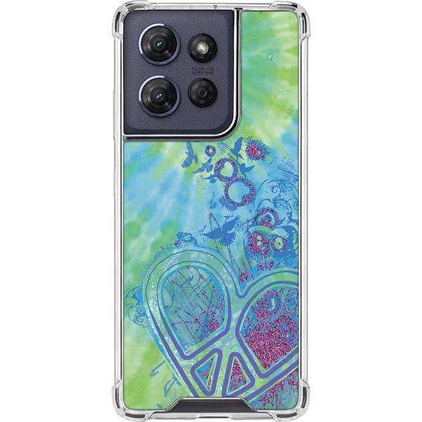 Liquid Blue Tie Dye Peace Heart Moto G Play 5G (2025) Clear Case