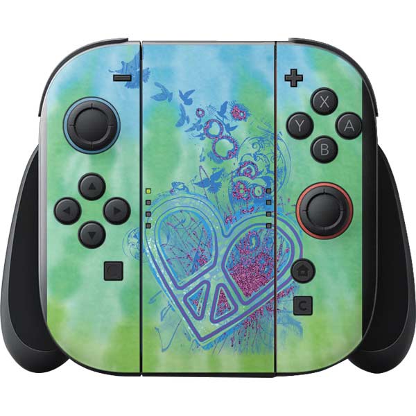 Liquid Blue Tie Dye Peace Heart Nintendo Switch 2 (2025) with Joy-Con Skin