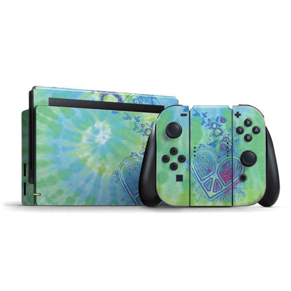 Liquid Blue Tie Dye Peace Heart Nintendo Skins