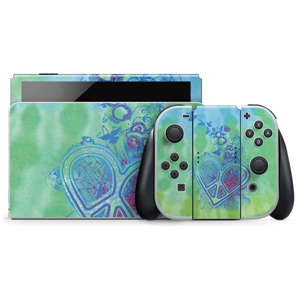 Liquid Blue Tie Dye Peace Heart Nintendo Skins