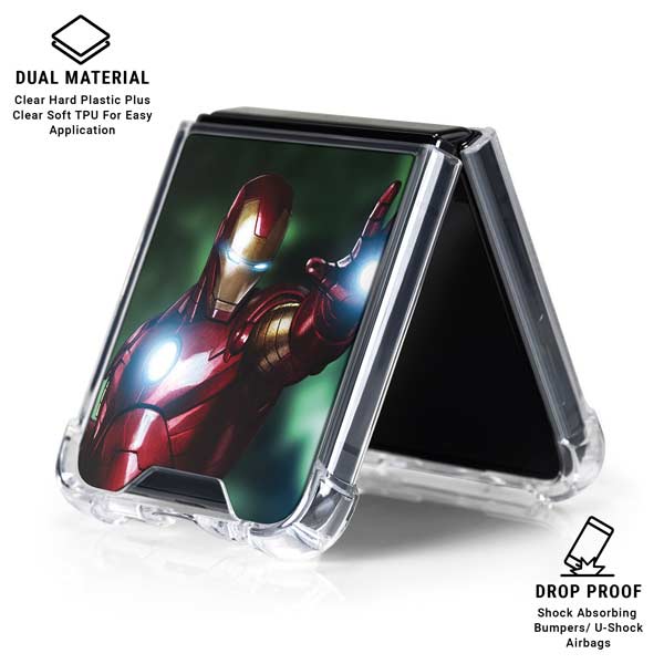 Marvel Tony Stark Iron Man Galaxy Z Flip7 Clear Case