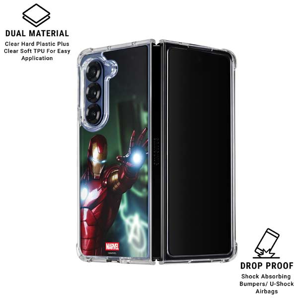 Marvel Tony Stark Iron Man Galaxy Z Fold7 Clear Case