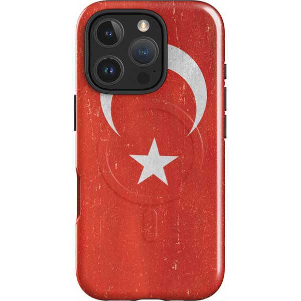 Turkish Flag Distressed iPhone 16 Pro Max Magsafe Impact Case