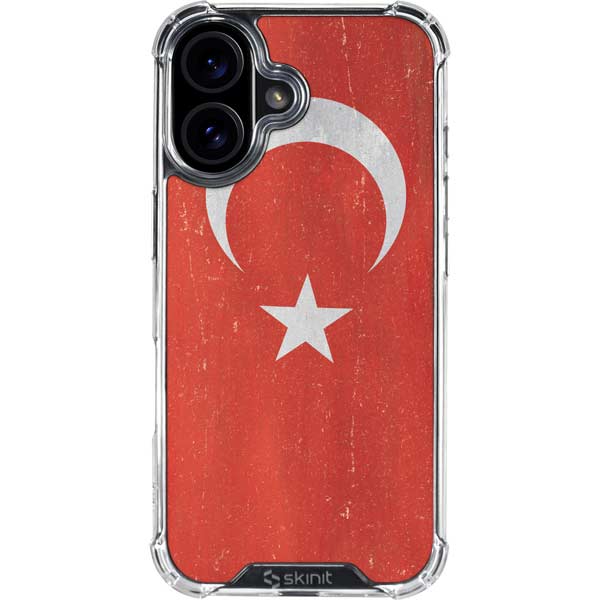 Turkish Flag Distressed iPhone 17 Clear Case