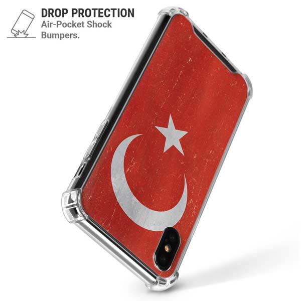 Turkish Flag Distressed iPhone X/XS Clear Case