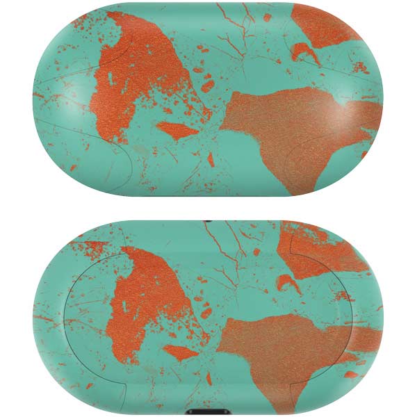 Turquoise and Orange Marble Galaxy Buds Skin
