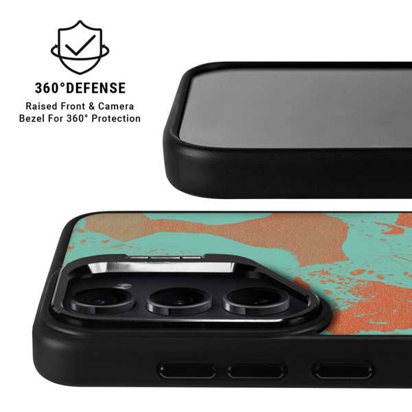 Turquoise and Orange Marble Galaxy S26 Plus Kickstand Case