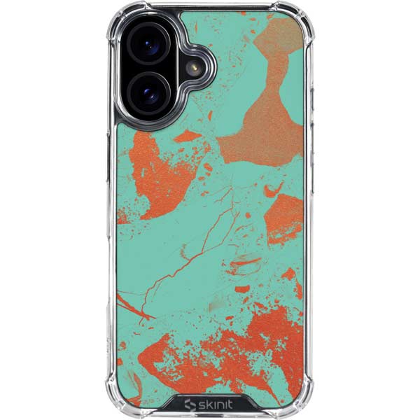 Turquoise and Orange Marble iPhone 17 Clear Case