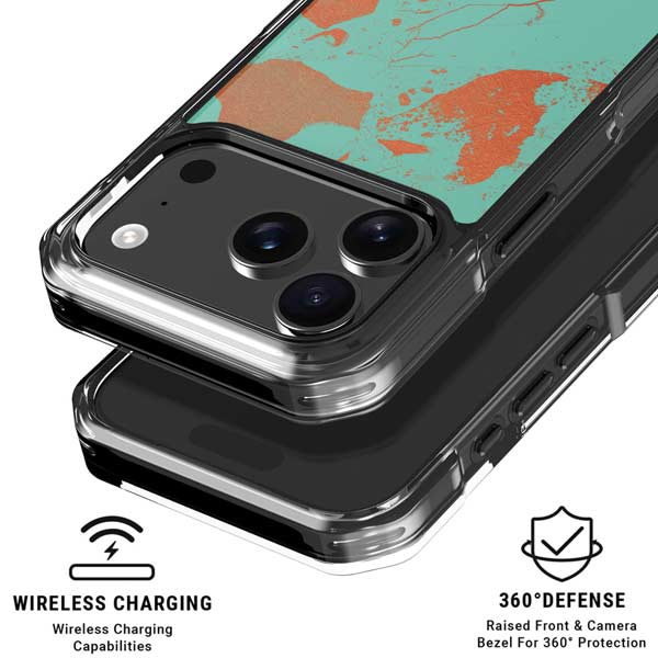 Turquoise and Orange Marble iPhone 17 Pro MagSafe Case