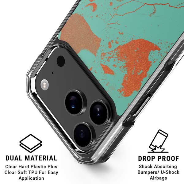Turquoise and Orange Marble iPhone 17 Pro MagSafe Case