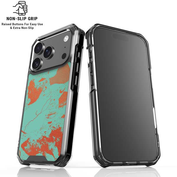 Turquoise and Orange Marble iPhone 17 Pro MagSafe Case
