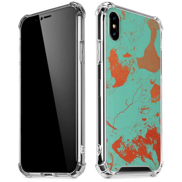 Turquoise and Orange Marble iPhone X/XS Clear Case