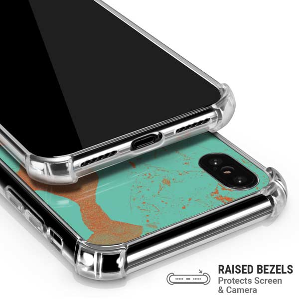 Turquoise and Orange Marble iPhone X/XS Clear Case