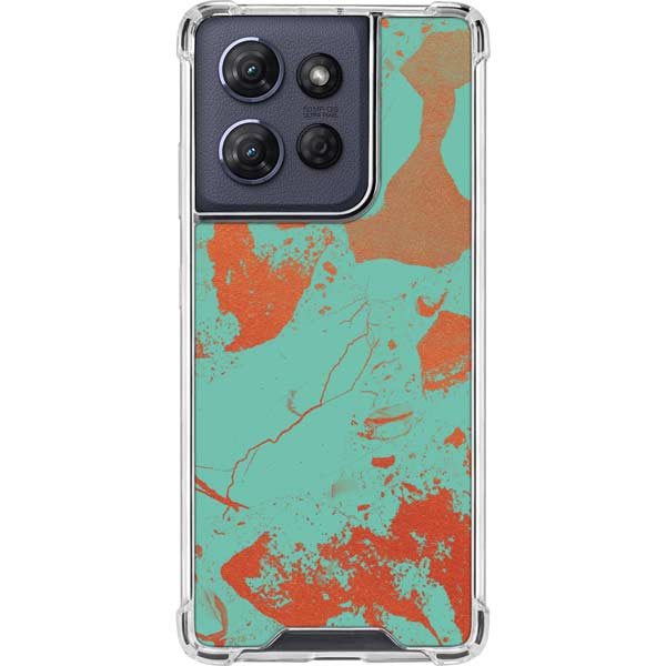 Turquoise and Orange Marble Moto G 5G (2025) Clear Case