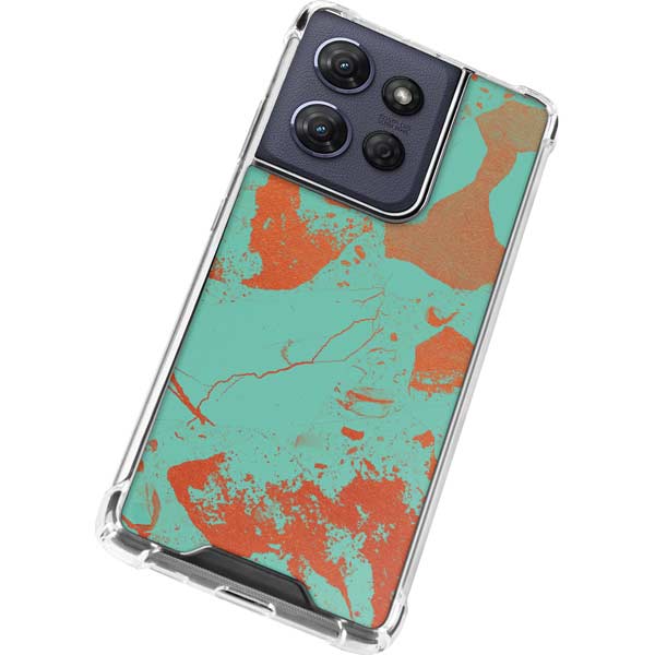 Turquoise and Orange Marble Moto G 5G (2025) Clear Case