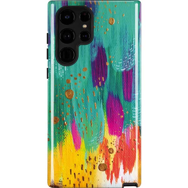 Turquoise Brush Stroke by Etta Vee Galaxy Cases