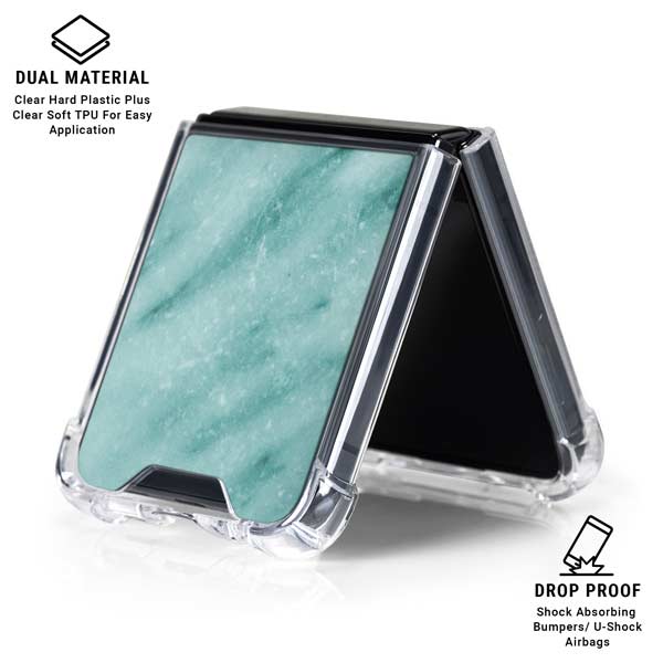 Turquoise Marble Galaxy Z Flip7 Clear Case