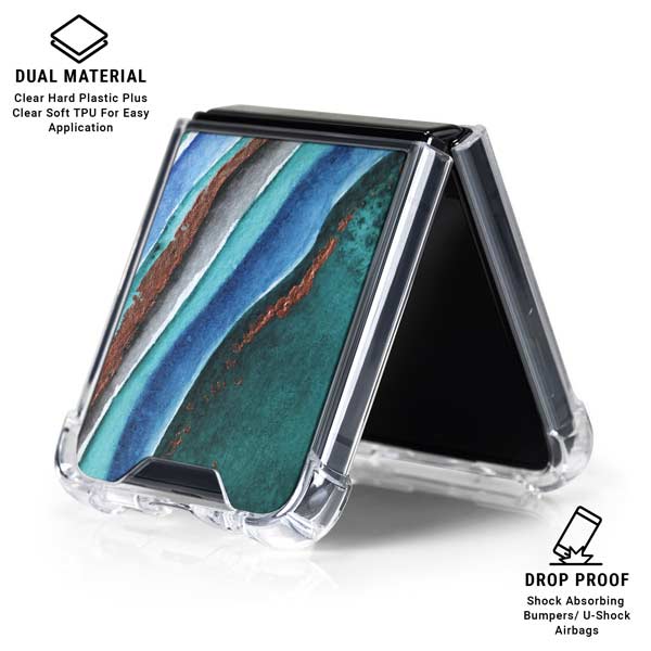 Turquoise Watercolor Geode Galaxy Z Flip7 Clear Case