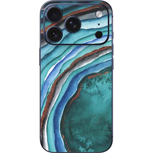 Turquoise Watercolor Geode iPhone 17 Pro Skin