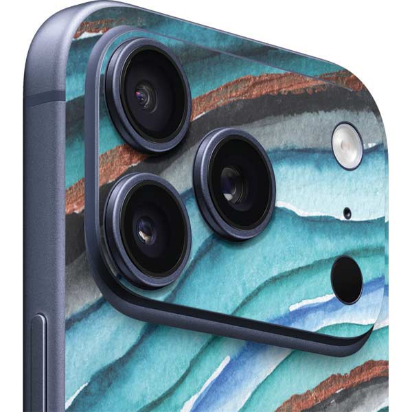 Turquoise Watercolor Geode iPhone 17 Pro Skin