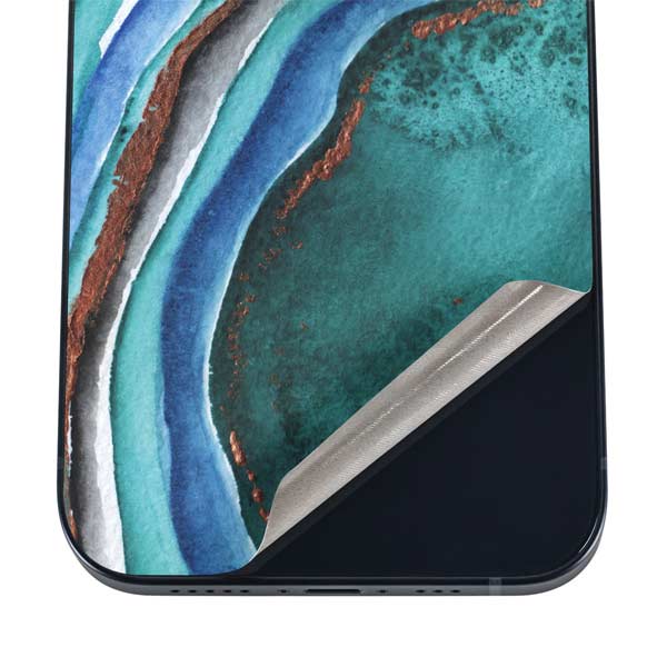 Turquoise Watercolor Geode iPhone 17 Pro Skin