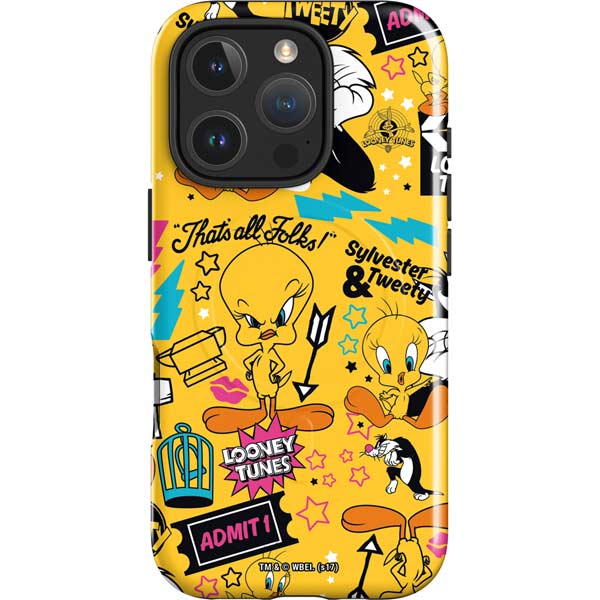 Looney Tunes Tweety and Sylvester Patches iPhone 16 Pro Max Magsafe Impact Case