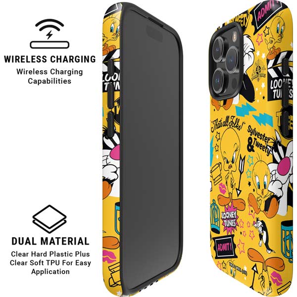 Looney Tunes Tweety and Sylvester Patches iPhone 16 Pro Max Magsafe Impact Case