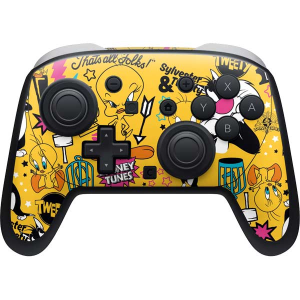 Looney Tunes Tweety and Sylvester Patches Nintendo Switch 2 (2025) Pro Controller Skin