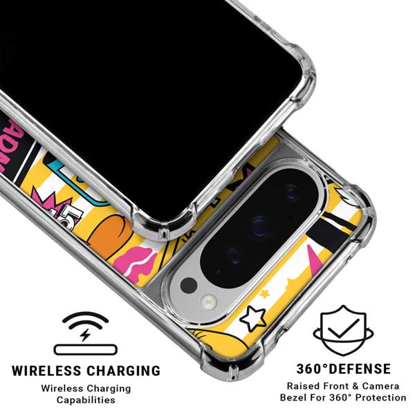 Looney Tunes Tweety and Sylvester Striped Patches Google Pixel 10 Pro Clear Case