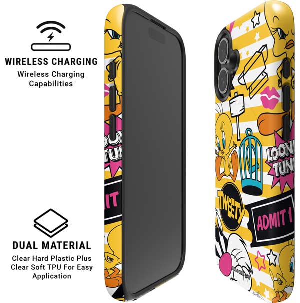Looney Tunes Tweety and Sylvester Striped Patches iPhone 16 Magsafe Impact Case