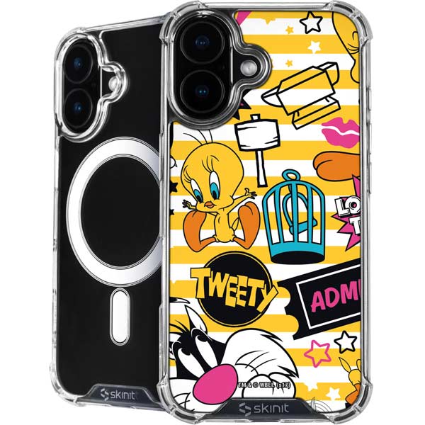 Looney Tunes Tweety and Sylvester Striped Patches iPhone 17 MagSafe Case
