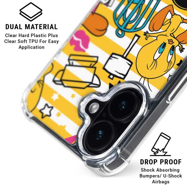 Looney Tunes Tweety and Sylvester Striped Patches iPhone 17 MagSafe Case