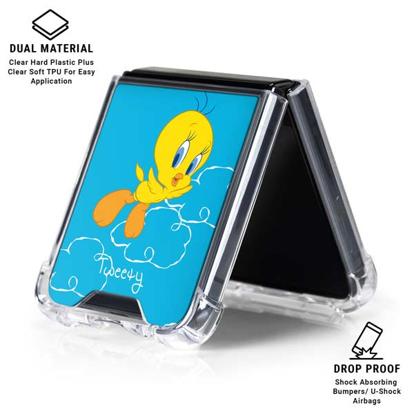Looney Tunes Tweety Bird Flying Galaxy Z Flip7 Clear Case