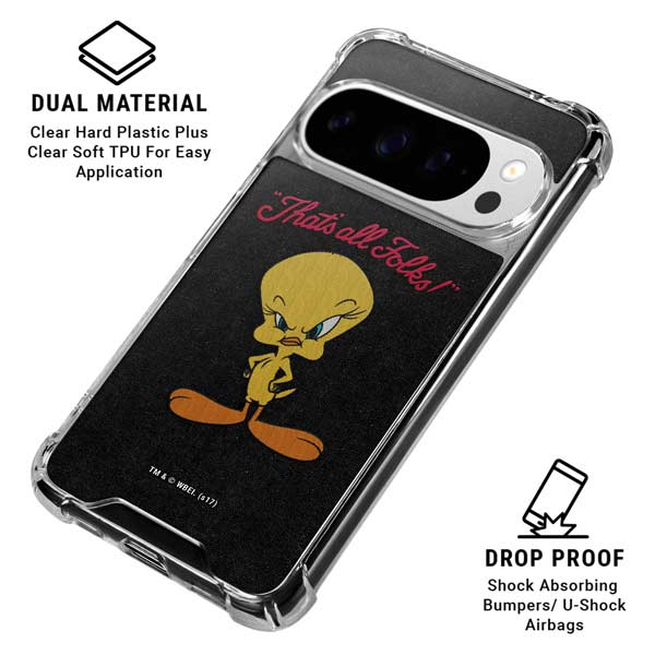 Looney Tunes Tweety Bird Thats All Folks Google Pixel 10 Pro XL Clear Case