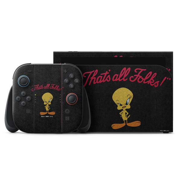 Looney Tunes Tweety Bird Thats All Folks Nintendo Switch 2 (2025) with Joy-Con Skin
