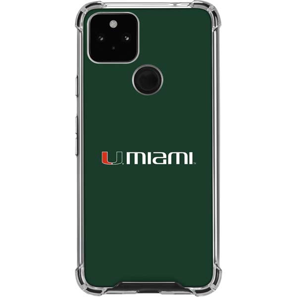 University of Miami Horizontal Mark on Green Pixel Cases