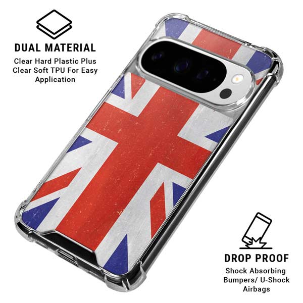 United Kingdom Flag Distressed Google Pixel 10 Pro XL Clear Case