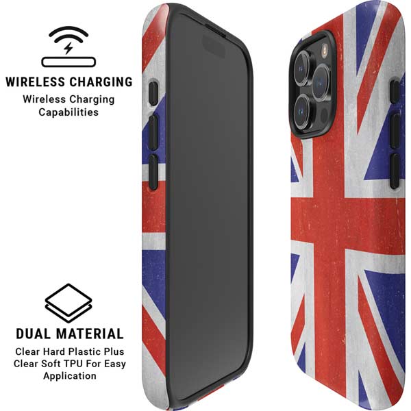 United Kingdom Flag Distressed iPhone 16 Pro Magsafe Impact Case