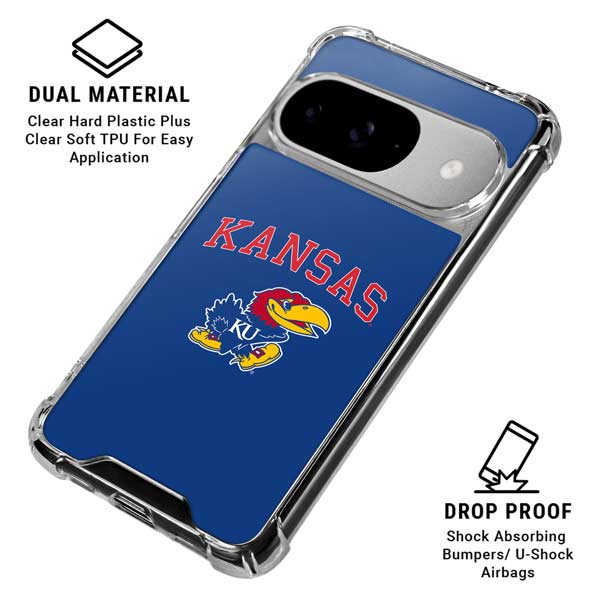 University of Kansas Collegiate Text Google Pixel 10 Clear Case