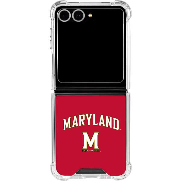 University of Maryland Collegiate Text Red Galaxy Z Flip7 Clear Case