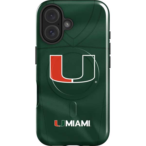 University of Miami Green Jersey iPhone 16 Magsafe Impact Case