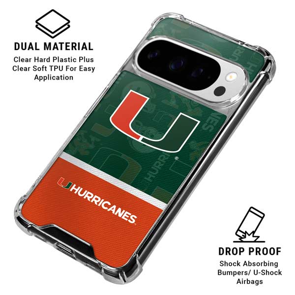 University of Miami U Hurricanes Google Pixel 10 Pro XL Clear Case